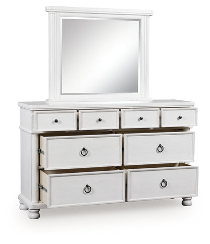 Pines Furniture Outlet - Ashley Furniture - Rowlenstown Bedroom - Dresser and Mirror / Antique White - PCB823B1