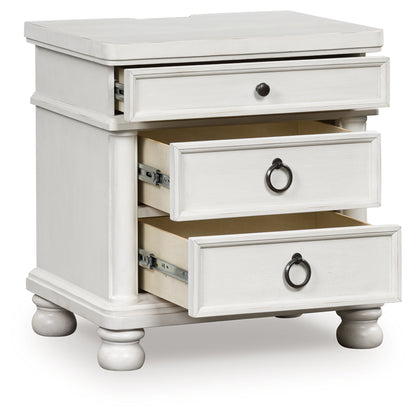 Pines Furniture Outlet - Ashley Furniture - Rowlenstown Bedroom - Three Drawer Night Stand / Antique White - PCB823-93