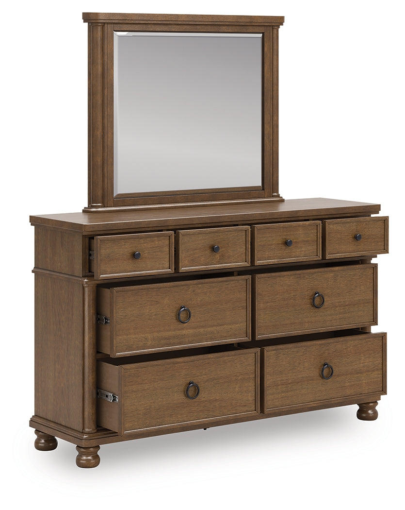Pines Furniture Outlet - Ashley Furniture - Rowlenstown Bedroom - Dresser and Mirror / Brown - PCB824B1
