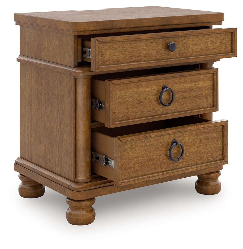 Pines Furniture Outlet - Ashley Furniture - Rowlenstown Bedroom - Three Drawer Night Stand / Brown - PCB824-93
