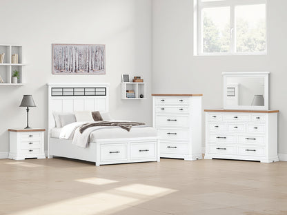 Pines Furniture Outlet - Ashley Furniture - Ashbryn Bedroom - Queen Panel Storage Bed / White/Natural - B844B2
