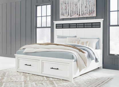 Pines Furniture Outlet - Ashley Furniture - Ashbryn Bedroom - California King Panel Storage Bed / White/Natural - B844B5