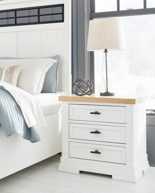 Pines Furniture Outlet - Ashley Furniture - Ashbryn Bedroom - King Panel Storage Bed / White/Natural - B844B4