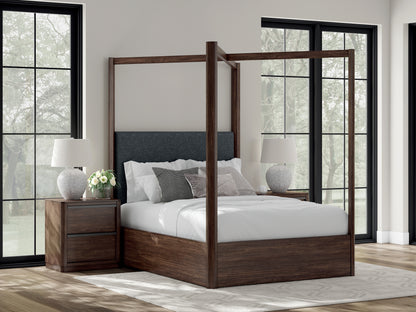 Pines Furniture Outlet - Ashley Furniture - Dilenno Bedroom - Queen Canopy Bed / Dark Brown - PCB857B2