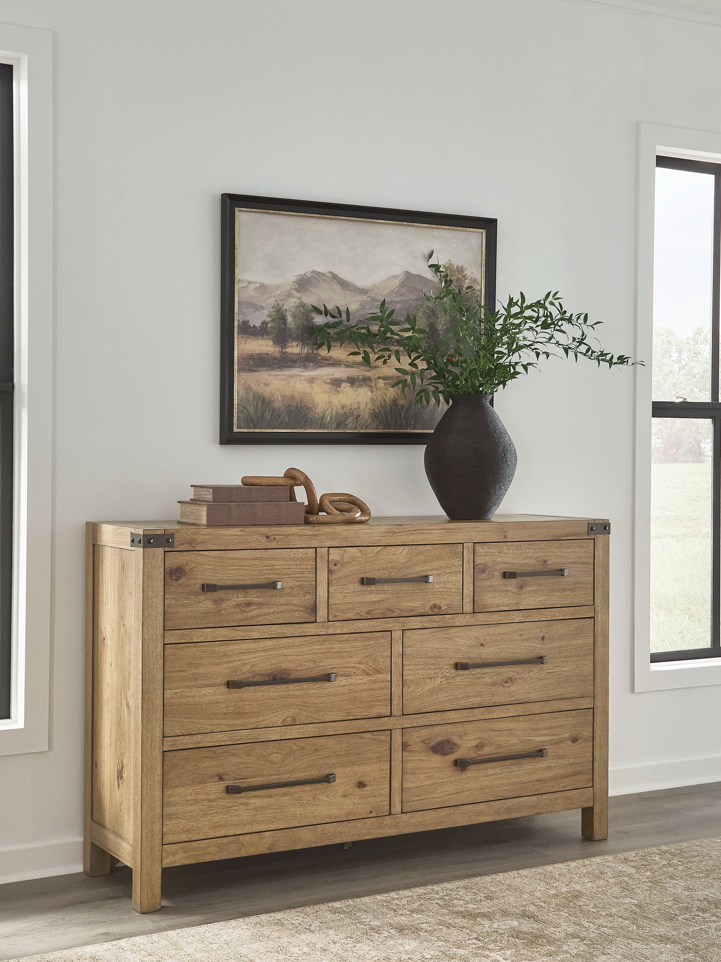 Pines Furniture Outlet - Ashley Furniture - Ridgester Bedroom - Dresser / Light Brown - B858-31
