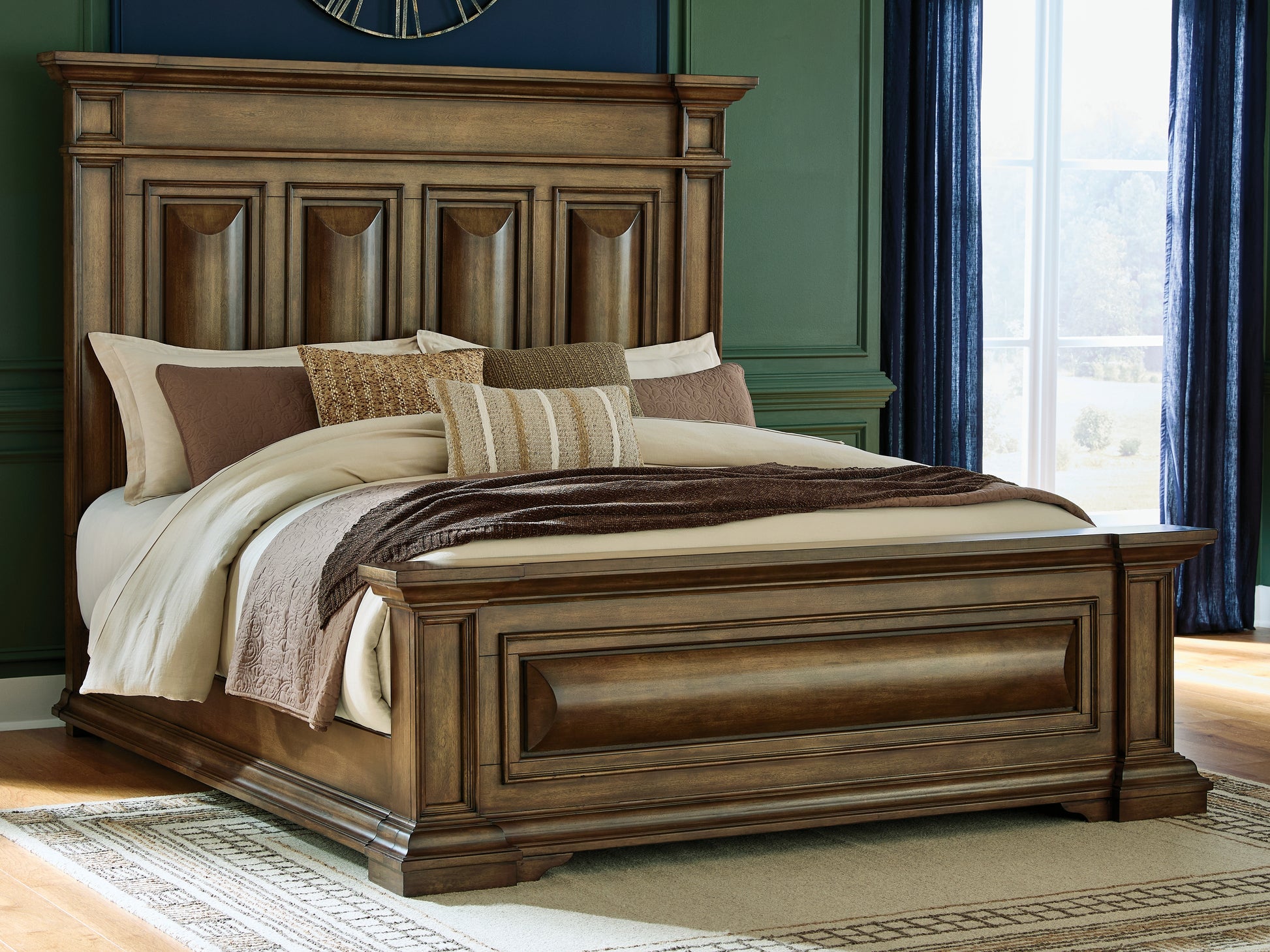 Pines Furniture Outlet - Ashley Furniture - Frantanna Bedroom - King Panel Bed / Brown - PCB949B6