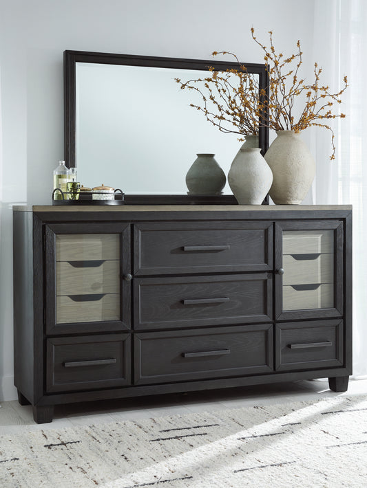 Pines Furniture Outlet - Ashley Furniture - Foyland Bedroom - Two Drawer Night Stand / Black/Brown - B989-92