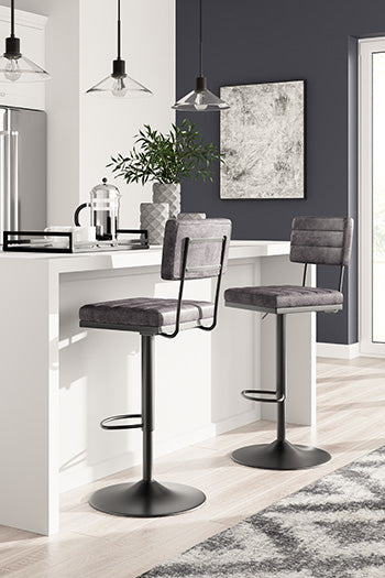 Pines Furniture Outlet - Ashley Furniture - Strumford Dining Room - Bar Height Bar Stool (Set of 2) / Gray/Black - D119-630X2