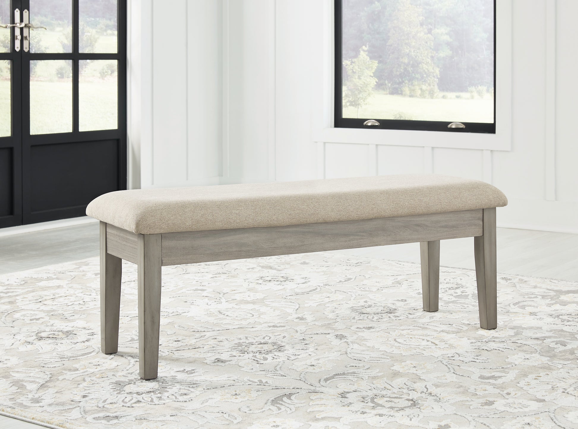 Pines Furniture Outlet - Ashley Furniture - Parellen Dining Room - Upholstered Storage Bench / Beige/Gray - D291-00