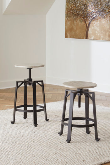 Pines Furniture Outlet - Ashley Furniture - Karisslyn Dining Room - Counter Height Stool (Set of 2) / Whitewash/Black - D336-024X2