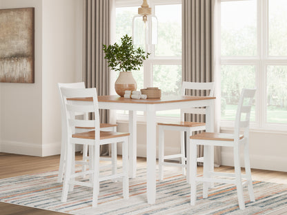 Pines Furniture Outlet - Ashley Furniture - Gesthaven Dining Room - DRM Counter Table Set (5/CN) / Natural/White - D398-223