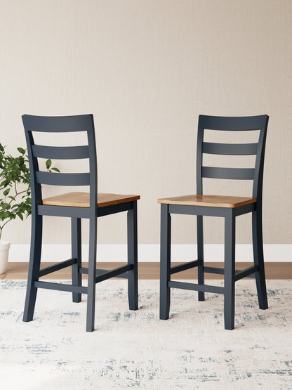 Pines Furniture Outlet - Ashley Furniture - Gesthaven Dining Room - Counter Height Barstool (Set of 2) / Natural/Blue - D399-124X2