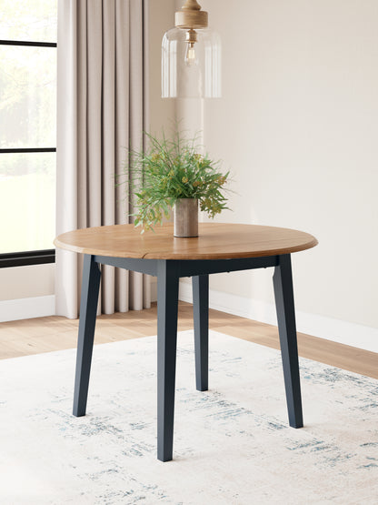 Pines Furniture Outlet - Ashley Furniture - Gesthaven Dining Room - Round DRM Drop Leaf Table / Natural/Blue - D399-15