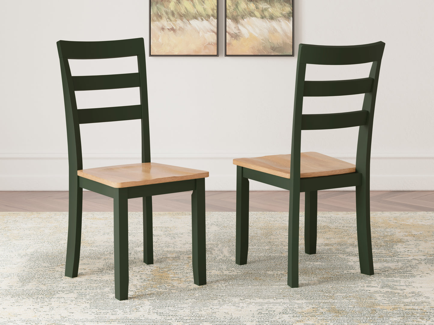 Pines Furniture Outlet - Ashley Furniture - Gesthaven Dining Room - Dining Chair (Set of 2) / Natural/Green - D401-01X2