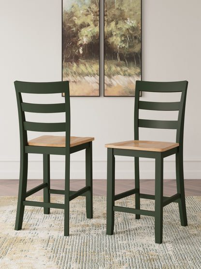 Pines Furniture Outlet - Ashley Furniture - Gesthaven Dining Room - Counter Height Barstool (Set of 2) / Natural/Green - D401-124X2