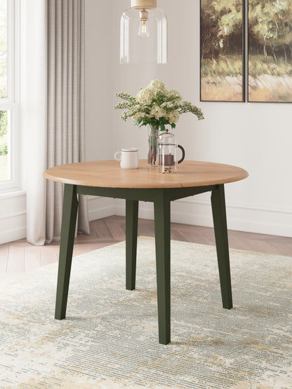 Pines Furniture Outlet - Ashley Furniture - Gesthaven Dining Room - Round DRM Drop Leaf Table / Natural/Green - D401-15