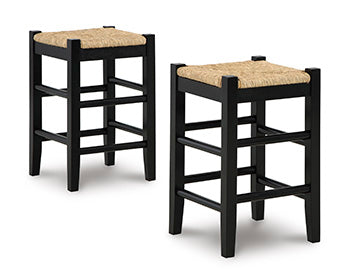 Pines Furniture Outlet - Ashley Furniture - Mirimyn Dining Room - Counter Height Bar Stool (Set of 2) / Black - D508-124X2