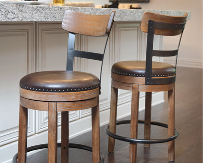 Pines Furniture Outlet - Ashley Furniture - Pinnadel Dining Room - Counter Height Bar Stool (Set of 2) / Grayish Brown - D542-124X2