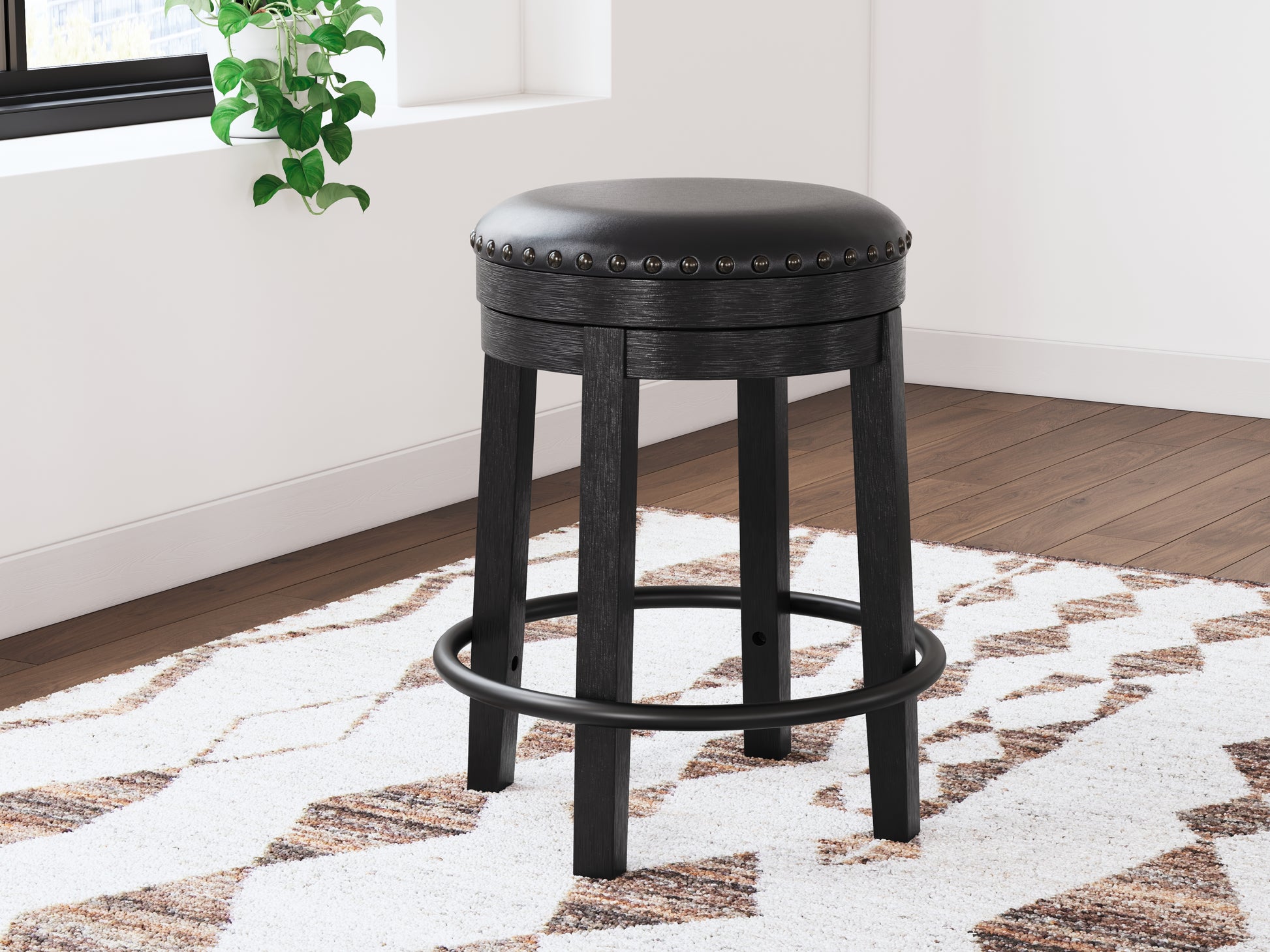 Pines Furniture Outlet - Ashley Furniture - Valebeck Dining Room - UPH Swivel Stool (1/CN) / Black - D546-824