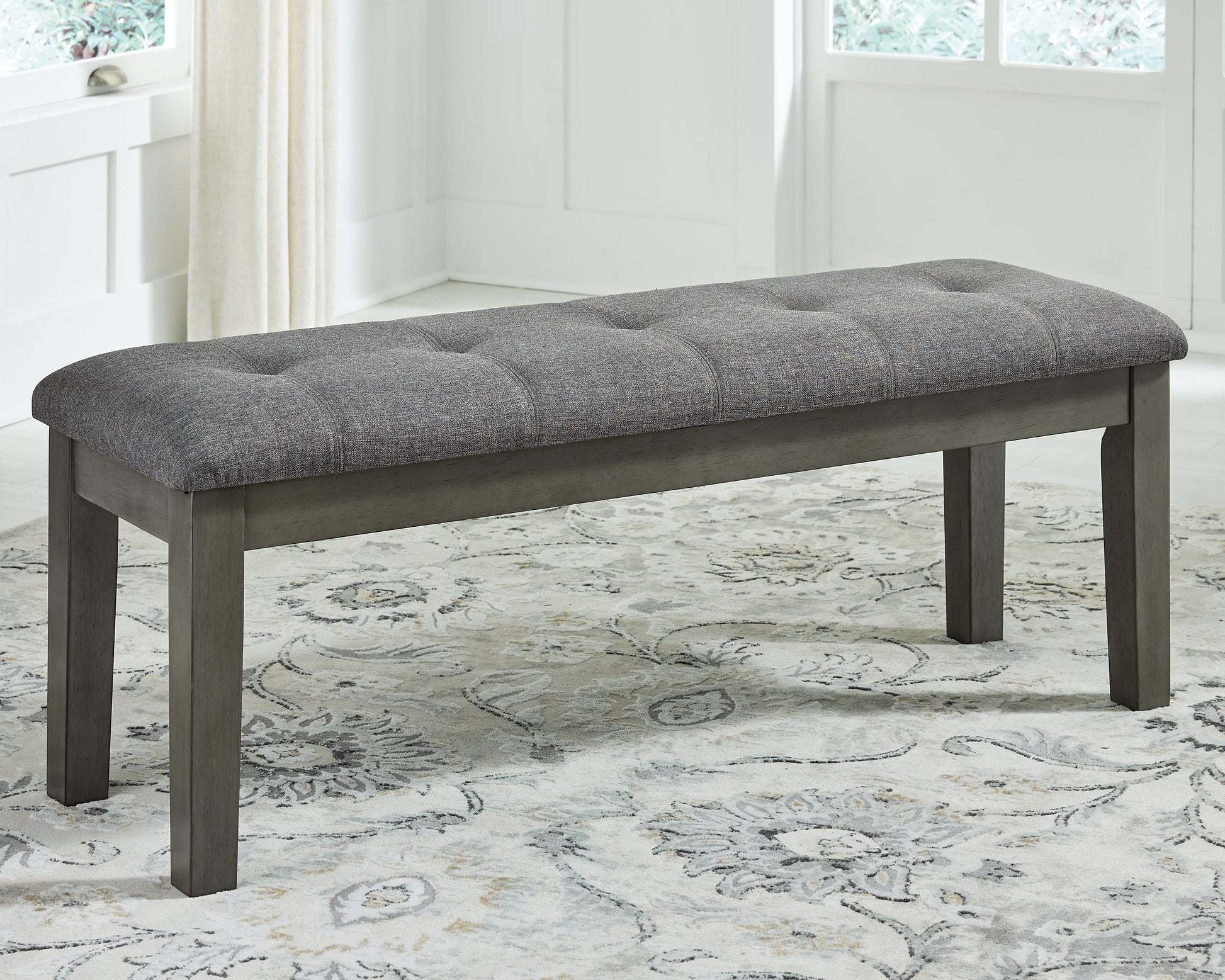 Pines Furniture Outlet - Ashley Furniture - Hallanden Dining Room - Large UPH Dining Room Bench / Two-tone Gray / 50"W x 16"D x 19"H - D589-00