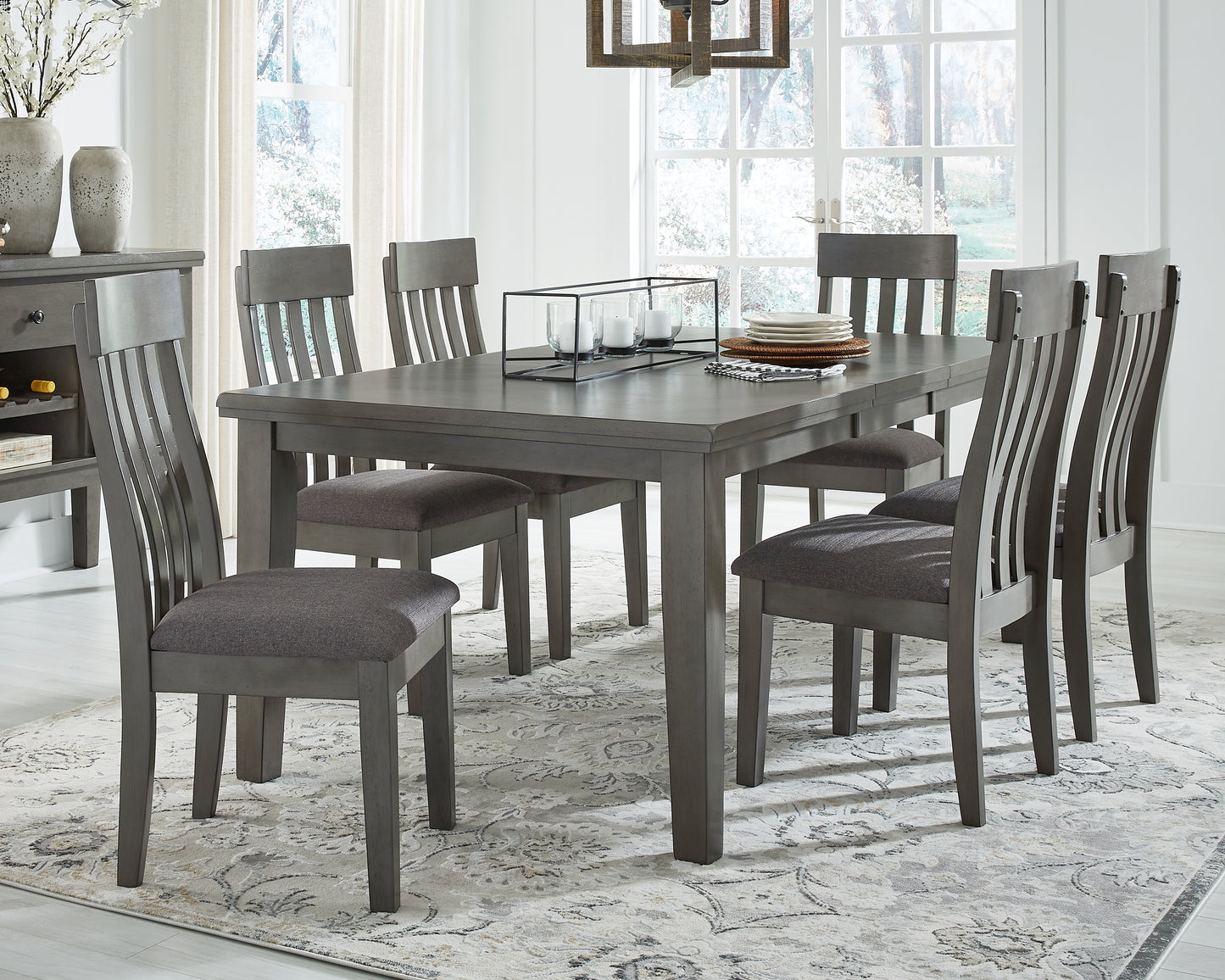 Pines Furniture Outlet - Ashley Furniture - Hallanden Dining Room - RECT DRM Butterfly EXT Table / Gray / 42"W x 78"D x 30"H - D589-35
