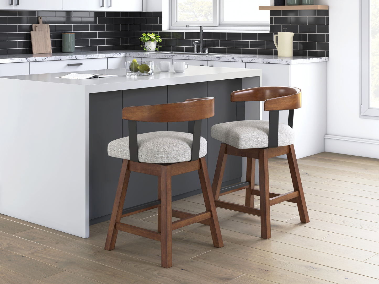 Pines Furniture Outlet - Ashley Furniture - Ralene Dining Room - Counter Height Barstool (Set of 2) / Medium Brown - D594-224X2