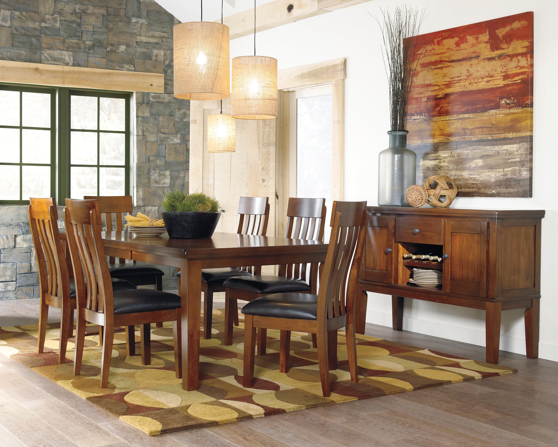 Pines Furniture Outlet - Ashley Furniture - Ralene Dining Room - RECT DRM Butterfly EXT Table / Medium Brown - D594-35