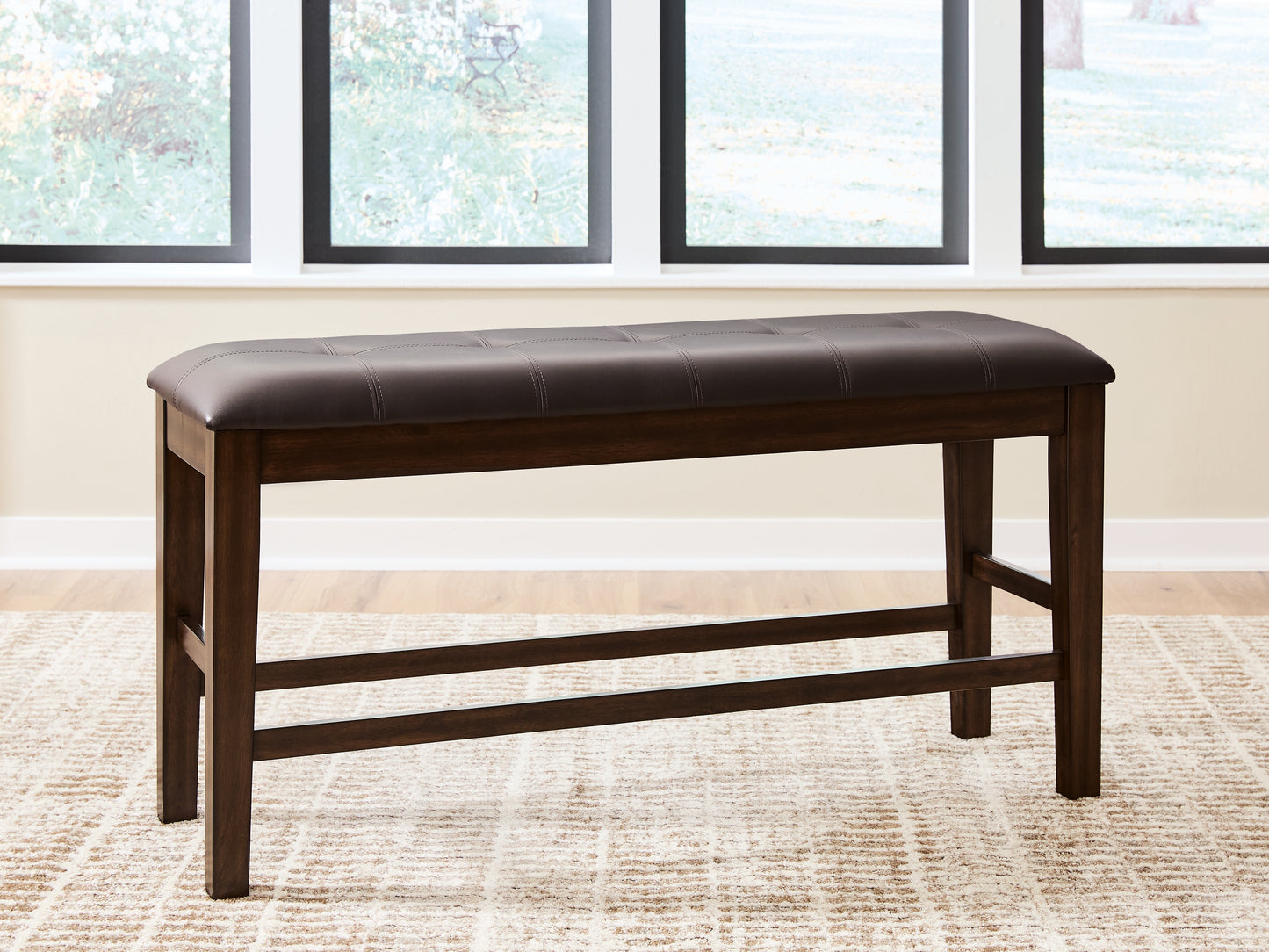 Pines Furniture Outlet - Ashley Furniture - Haddigan Dining Room - DBL Counter UPH Bench (1/CN) / Dark Brown - D596-09