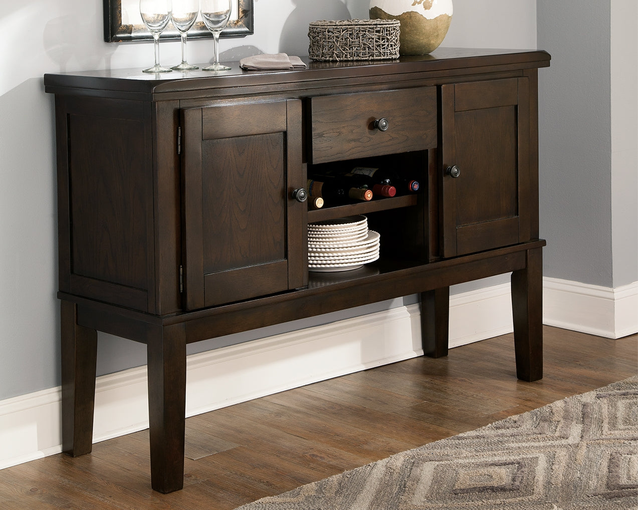 Pines Furniture Outlet - Ashley Furniture - Haddigan Dining Room - Dining Room Server / Dark Brown - D596-60