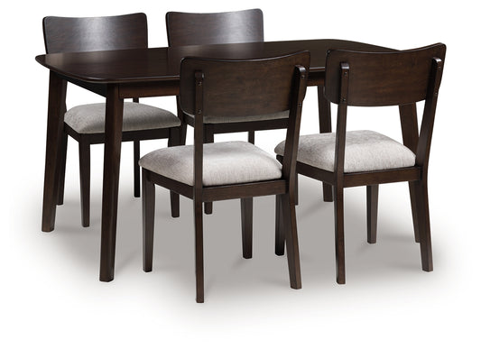 Pines Furniture Outlet - Ashley Furniture - Mallenette Dining Table and 4 Chairs (Set of 5) - Dining Room Table Set (5/CN) / Merlot - PCD607-225