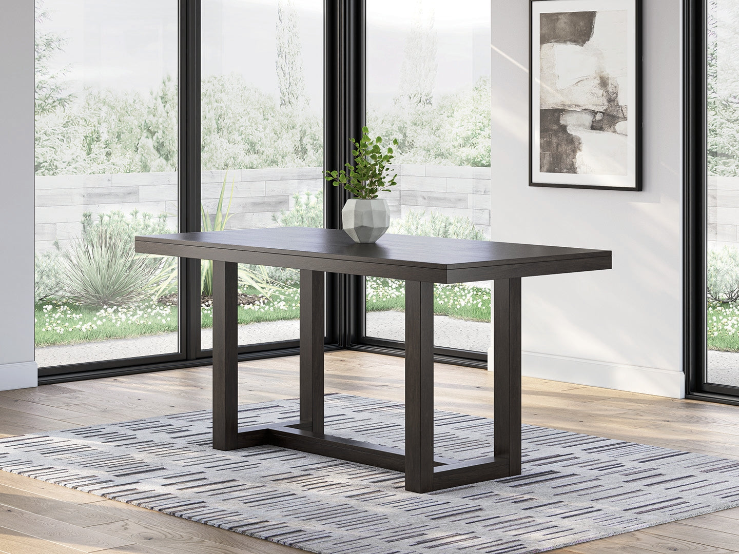 Pines Furniture Outlet - Ashley Furniture - Neymorton Dining Room - RECT Dining Room Counter Table / Dark Grayish Brown - D618-13
