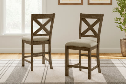 Pines Furniture Outlet - Ashley Furniture - Moriville Dining Room - Counter Height Bar Stool (Set of 2) / Beige - D631-124X2