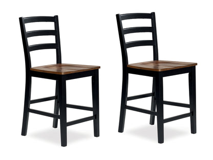 Pines Furniture Outlet - Ashley Furniture - Wildenauer Dining Room - Counter Height Barstool (Set of 2) / Brown/Black - D634-124X2