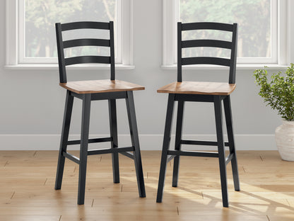 Pines Furniture Outlet - Ashley Furniture - Wildenauer Dining Room - Bar Height Barstool (Set of 2) / Brown/Black - D634-230X2