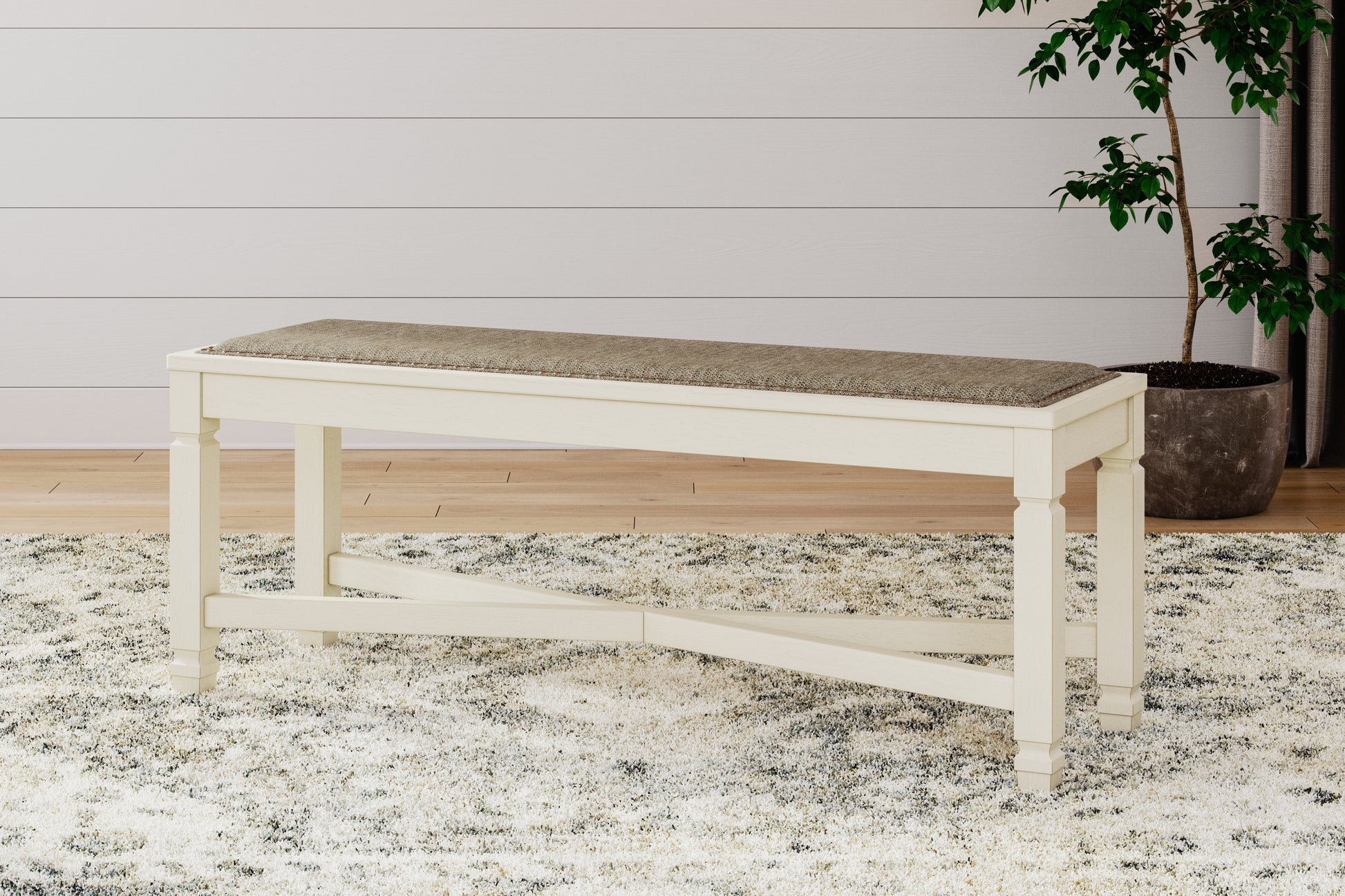 Pines Furniture Outlet - Ashley Furniture - Bolanburg Dining Bench - Large UPH Dining Room Bench / Two-tone / 50"W x 15"D x 20"H - D647-00
