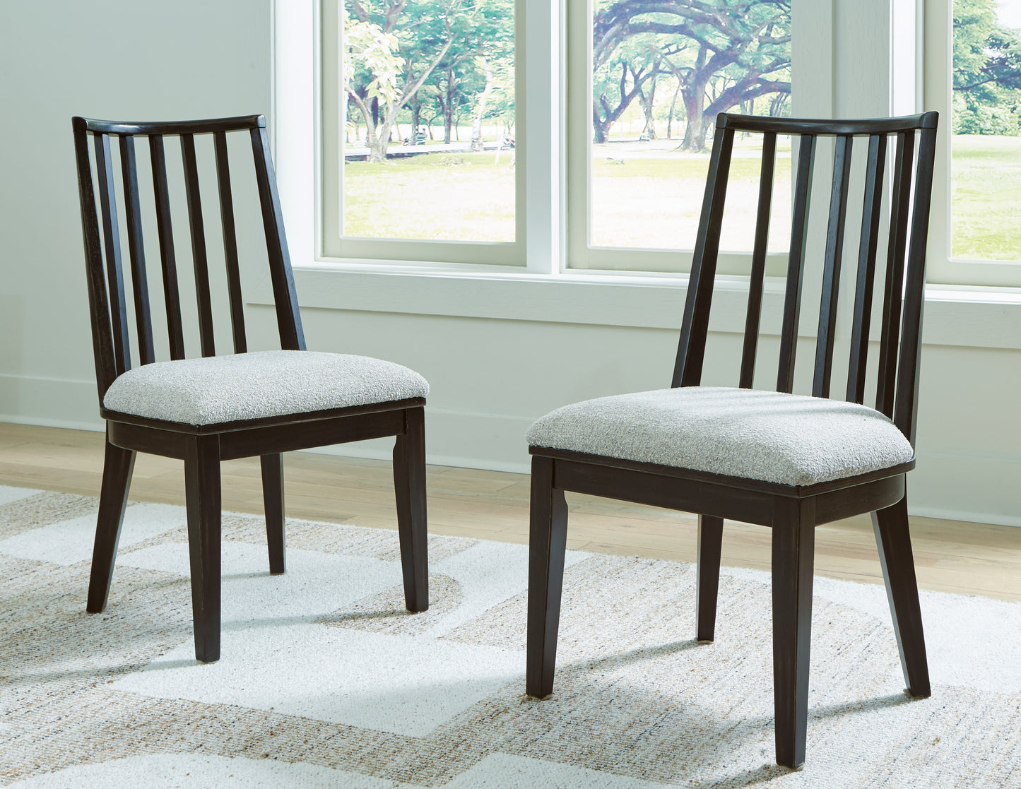 Pines Furniture Outlet - Ashley Furniture - Galliden Dining Room - Dining Chair (Set of 2) / Black/Brown - D841-01X2