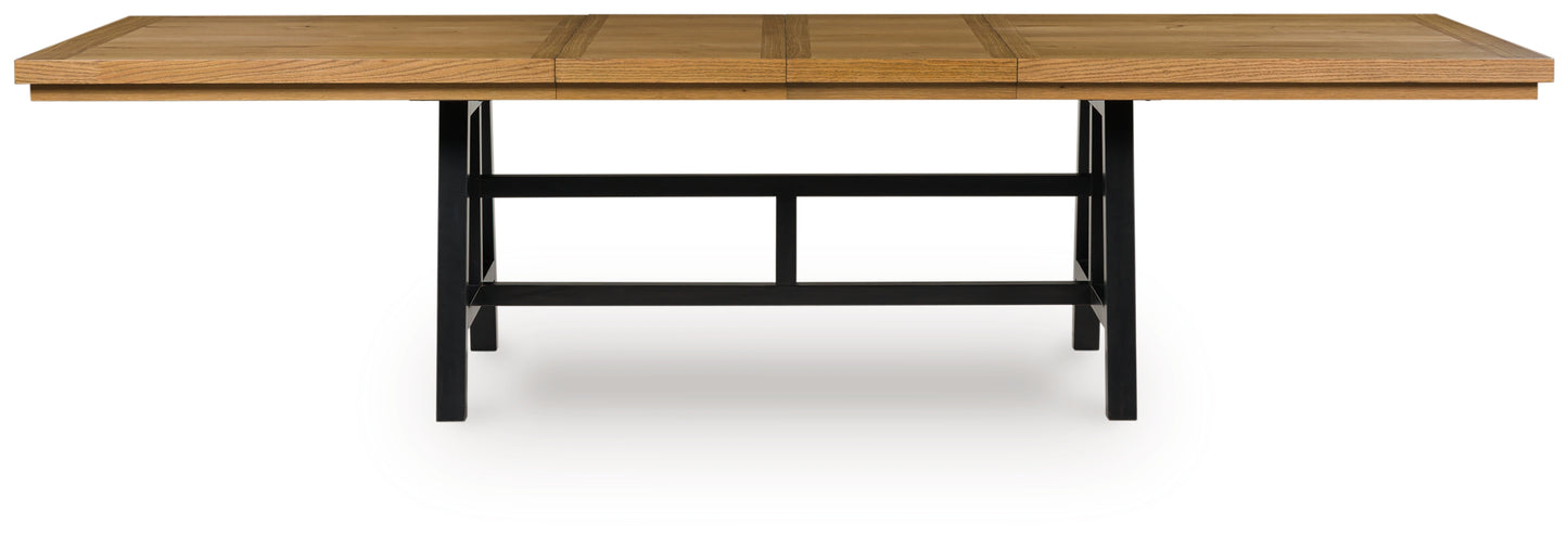 Pines Furniture Outlet - Ashley Furniture - Galliden Dining Room - RECT Dining Room EXT Table / Black/Brown - D841-55