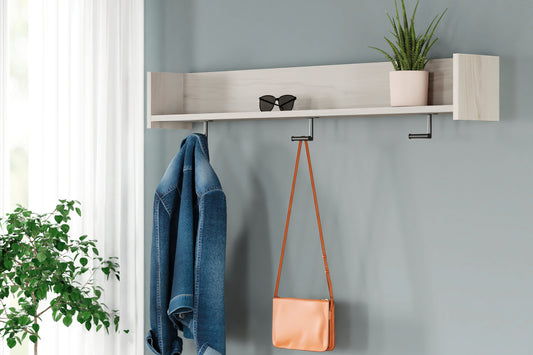 Pines Furniture Outlet - Ashley Furniture - Socalle Wall Decor - Wall Mounted Coat Rack w/Shelf / Light Natural - EA1864-151