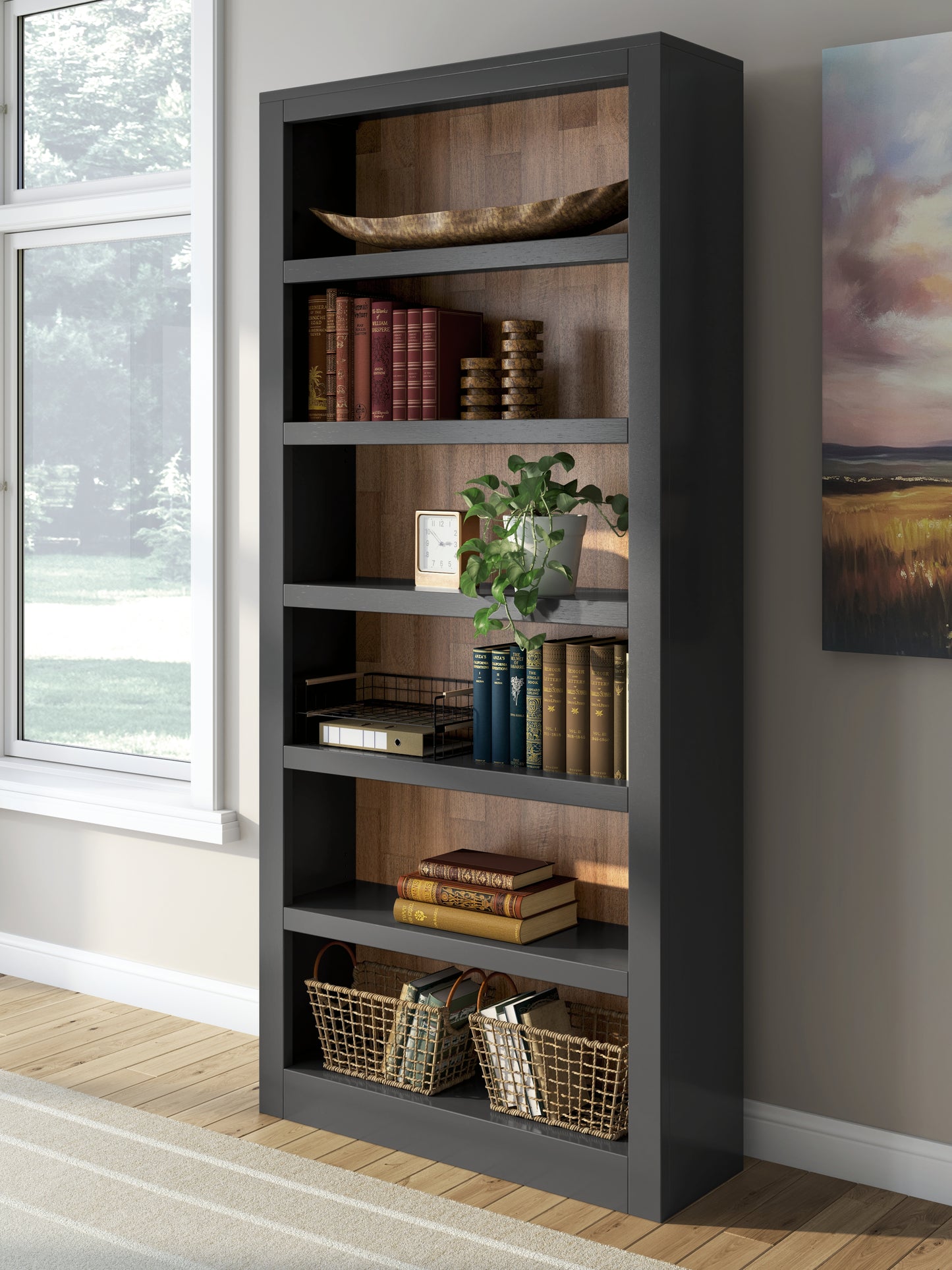 Pines Furniture Outlet - Ashley Furniture - Wildenauer Bookcase - Bookcase / Brown/Black - H664-70