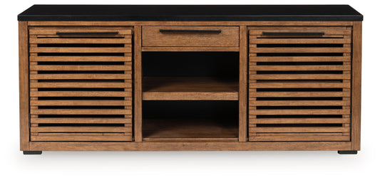 Pines Furniture Outlet - Ashley Furniture - Kallari Bookcase - Credenza / Warm Brown/Black - H737-60