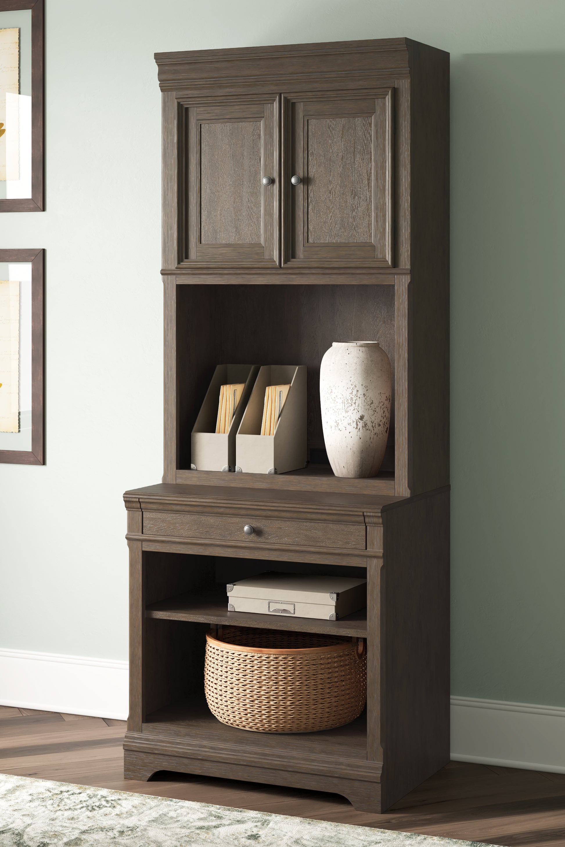 Pines Furniture Outlet - Ashley Furniture - Janismore Bookcase - Bookcase / Weathered Gray - H776H7