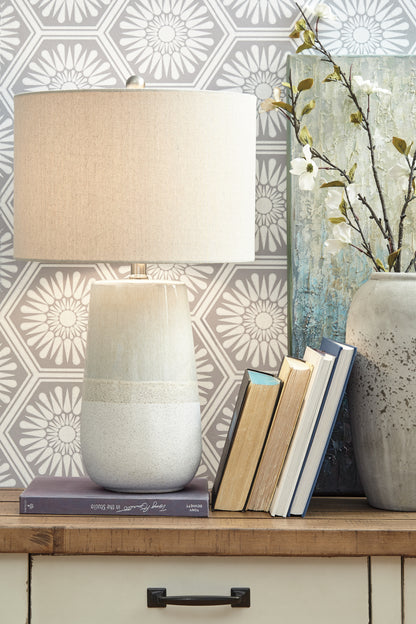 Pines Furniture Outlet - Ashley Furniture - Shavon Lighting - Table Lamp (Set of 2) / Beige/White - L100724X2