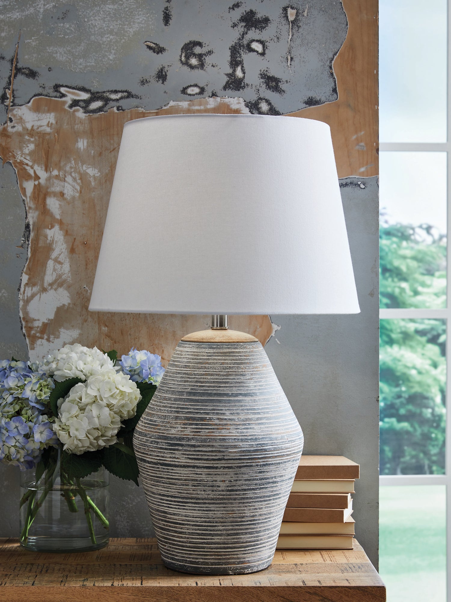 Pines Furniture Outlet - Ashley Furniture - Lawrock Lighting - Terracotta Table Lamp (1/CN) / Antique Blue - L100834