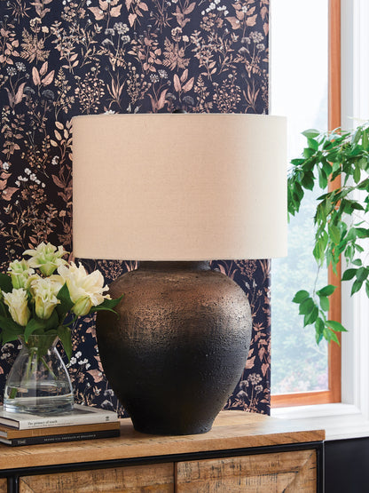 Pines Furniture Outlet - Ashley Furniture - Newgerhard Lighting - Metal Table Lamp (1/CN) / Brown/Black - L207644
