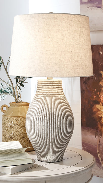 Pines Furniture Outlet - Ashley Furniture - Layal Lighting - Table Lamp (Set of 2) / Beige - L235634X2