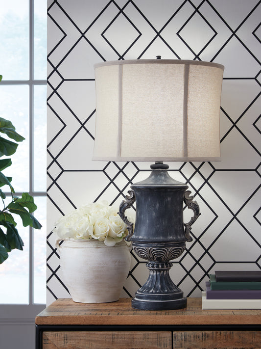 Pines Furniture Outlet - Ashley Furniture - Morvanford Lighting - Poly Table Lamp (1/CN) / Antique Black - L235834