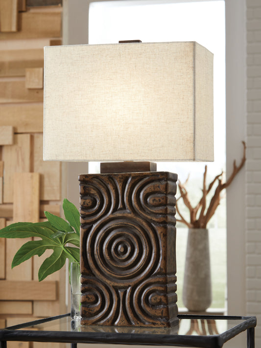 Pines Furniture Outlet - Ashley Furniture - Heathbury Lighting - Paper Table Lamp (1/CN) / Antique Brown - L235964