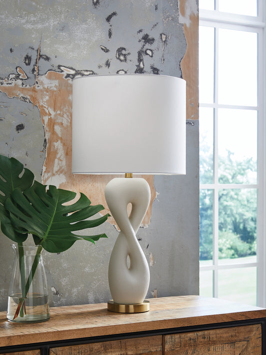Pines Furniture Outlet - Ashley Furniture - Judrich Lighting - Poly Table Lamp (1/CN) / White/Gold Finish - L236024