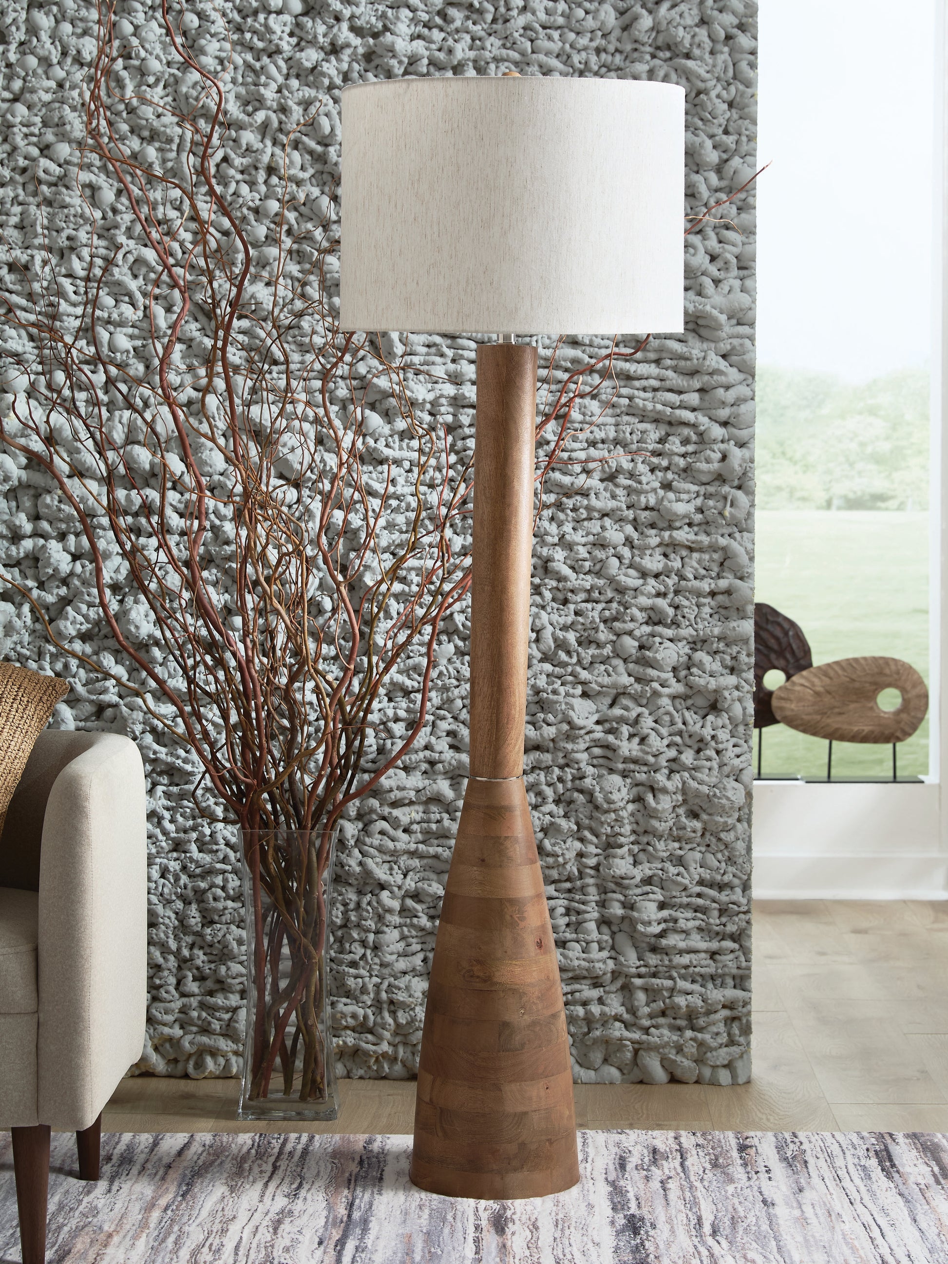 Pines Furniture Outlet - Ashley Furniture - Ailsa Lighting - Wood Floor Lamp (1/CN) / Natural Brown - L329111