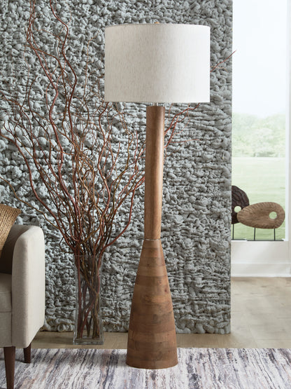 Pines Furniture Outlet - Ashley Furniture - Ailsa Lighting - Wood Floor Lamp (1/CN) / Natural Brown - L329111